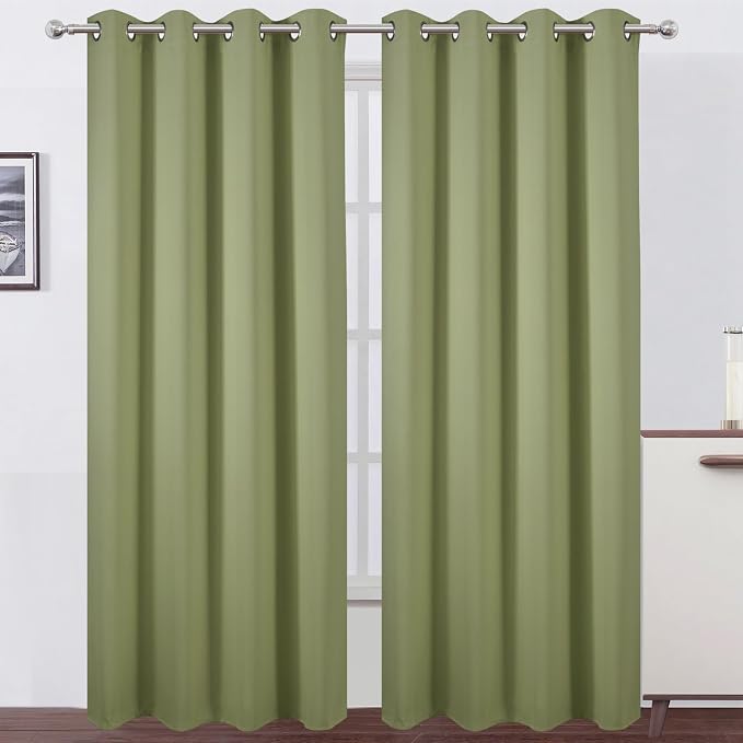 Sage Green Thermal Blackout Curtains/52 x 95 Inch/Set of 2 Panels Room by Lemomo