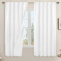 White 100% Blackout Linen Bedroom Curtains 63 Inches 2 Panels | Linen Textured by LAMIT
