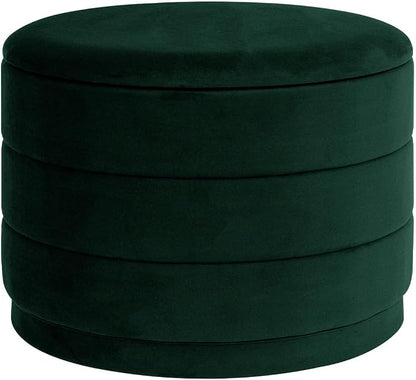 23" Upholstered Round Velvet Ottoman - Image 3