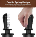 PUSEE 51mm Espresso Coffee Tamper with Double Spring Calibrated, Handle Tamper 30lbs Pressure with Titanium Coating Stainless Steel Ripple for Barista Espresso Machine Accessories 51mm Tamper, Black