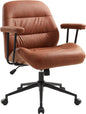 IWMH Leather Office Chair with Removable Armrests，Mid-Back Ergonomic Desk Chair by IWMH