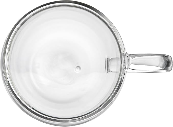 Restaurantware-Forma Professional 8.5 Ounce Glass Coffee Cups, 2 Insulated Coffee Cups With Handle - Dishwashable, Reusable, Clear Double Wall Beverage Tumblers, Freezable, For Hot Or Cold Beverages