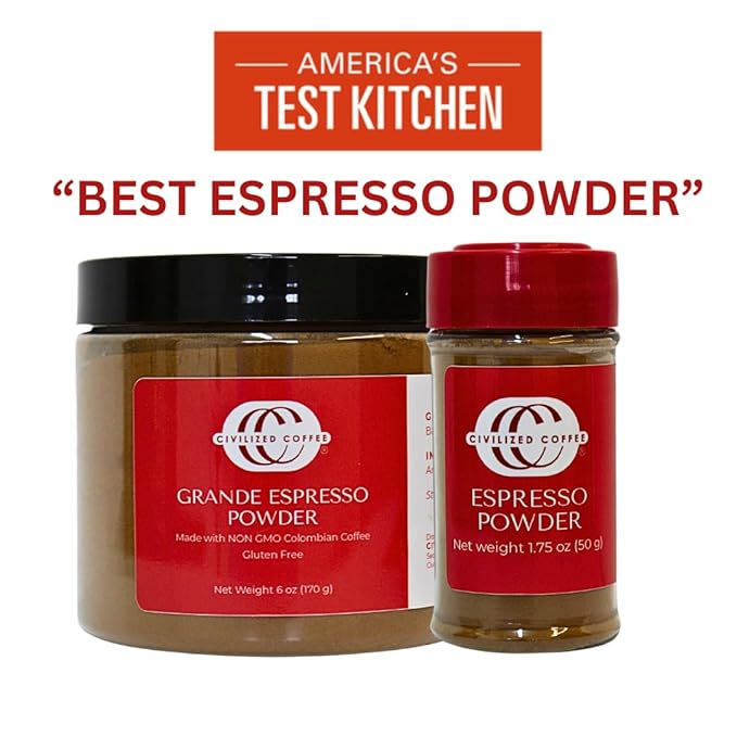 Civilized Coffee Espresso Powder – Premium Colombian Coffee for Baking, Desserts & Smoothies, Non-GMO, Medium Roast, Fine Ground (1.75 oz)