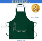 4 Pack Chef Apron, Adjustable Apron with 2 Pockets, Unisex Personalised Apron for Cooking, Kitchen, Restaurant