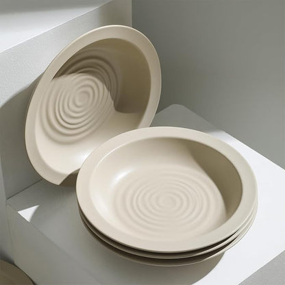 Stone Lain Orbit 4-Piece Pasta Bowl Set Stoneware, Beige