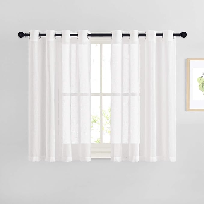 NICETOWN White Flax Linen Sheer Bedroom Curtains Grommet, Decorative Window by NICETOWN