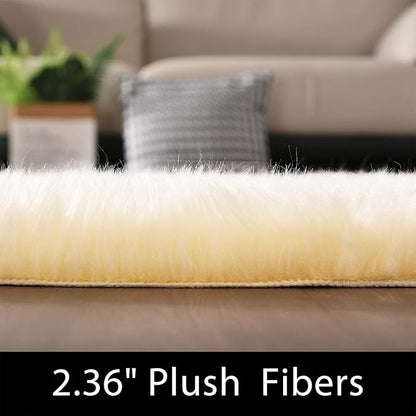 Latepis Boho Area Rugs 5x7 Plush Yellow Fluffy Rugs Shag Washable Faux Fur - Image 2