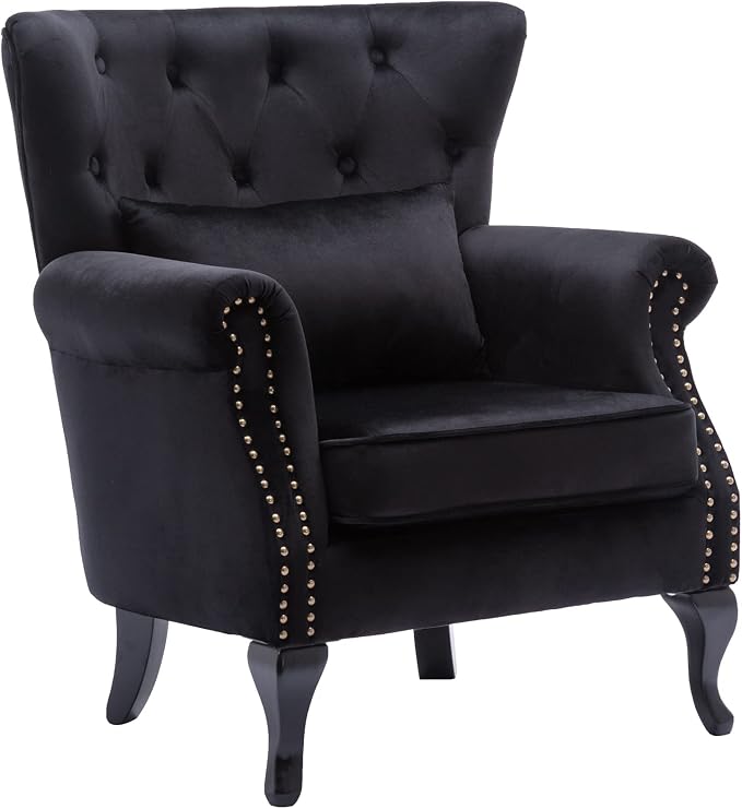 Mid Century Accent Chair Modern Button Tufted Armchair Club Chair Velvet - Image 4