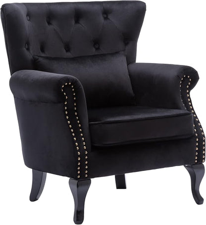Mid Century Accent Chair Modern Button Tufted Armchair Club Chair Velvet - Image 4