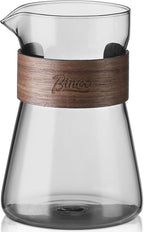 16 oz Glass Coffee Carafe with Wood Heat-Resistant Layer, Pour Over Coffee Carafe and Tea Steeper Coffee Decanter Coffee Server, 1 Pcs Included,(Smoky Gray)
