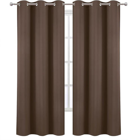 Chocolate Brown Blackout Curtains 34 x 84 Inch Length/Set of 2 Curtain - Image 2