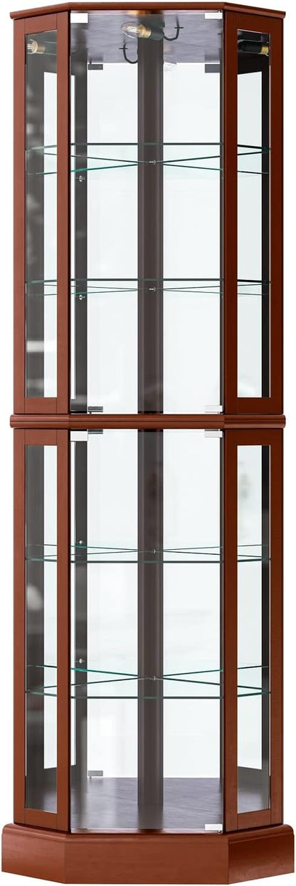 BELLEZE Lighted Corner Display Curio Cabinet, Bar and Liquor Storage Area - Image 6