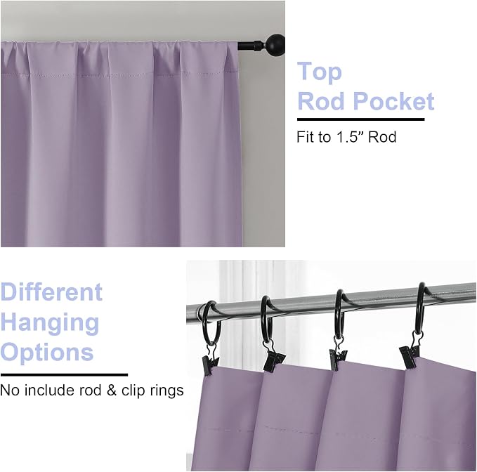 Simplebrand Lilac Blackout Curtains - Image 4