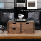 Coffee Pods Storage Drawer Holder for Capsules - Multi Functional Desk Organizer Drawers For K-Cup Coffee Maker Brew - Kitchen Mini Wooden Box Chest Sideboard Counter Organization CF2D3C Dark