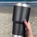 DOMICARE 30 oz Tumbler with Lid and Straw, Stainless Steel Tumblers Bulk, Insulated Vacuum Double Wall Travel Coffee Mug, Durable Powder Coated Tumbler Cups (Black, 4)