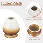 HARFINGTON Ceramic Chasen Stand 70mm Matcha Whisk Holder Teas Set Whisks Stand Traditional Matcha Tea Chasen Holder Tea Set Accessories for Tea Tasting, Brown/White