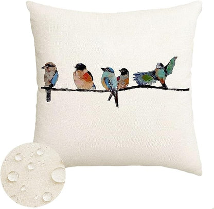RABUSOFA Outdoor Pillow Covers 20x20 Inch, Outdoor Bird Lumbar Throw Pillow by RABUSOFA