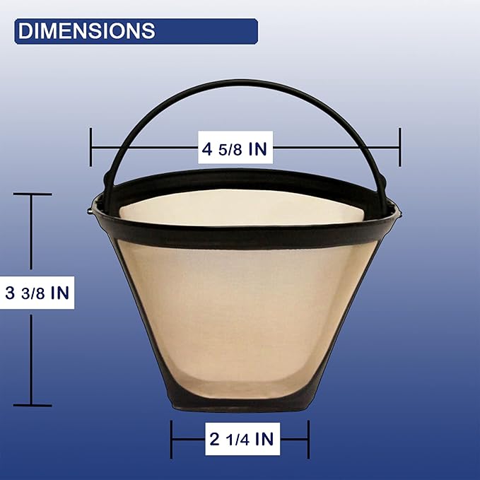 GoldTone Brand Reusable No.4 Cone Filter replaces No.4 Cone Coffee Filter and Black & Decker Permanent Coffee Filter for Black & Decker Coffee Machines and Brewers