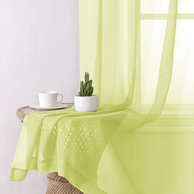 Lemon Sheer Curtains 78 Inches Long 2 Panels, Solid Voile Dual Rod Pockets - Image 7