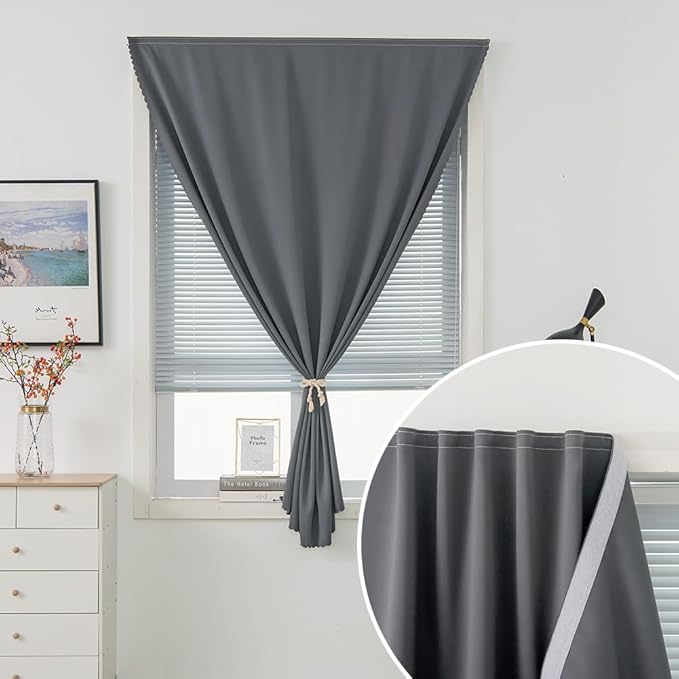 Blackout Curtains with Self Adhesive Tape No Rod No Drill Easy Install Window - Image 5