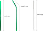 10 Pcs Stainless Steel Straws, Reusable Drinking Straws, 5 Straight + 5 Bent Metal Straws Set With 2 Pcs Cleaning Brushes (Green, 8.5 Inch)