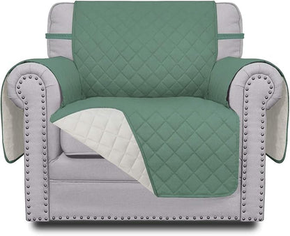 Easy-Going Reversible Couch Cover, Small Chair, Cyan/Ivory | Machine Washable by Easy-Going