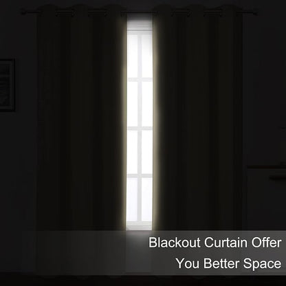 Blackout Curtains 66 x 84 inch/Beige Curtains Set of 2 Panels/Thermal Insulated - Image 3