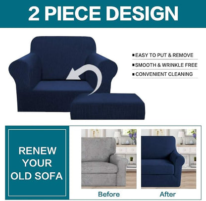 Turquoize 2 Piece Chair Covers Chair Slipcovers - Image 4
