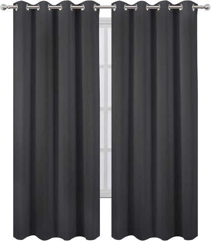 Blackout Curtains 52 x 108 inch/Dark Grey Curtains Set of 2 Panels/Thermal - Image 2