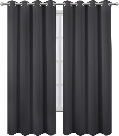 Blackout Curtains 66 x 84 inch/Dark Grey Curtains Set of 2 Panels/Thermal - Image 2