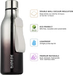 BJPKPK Insulated Water Bottles, 18 oz Stainless Steel Metal Water Bottle with Strap, BPA Free Leak Proof Thermos, Mugs, Flasks, Reusable Water Bottle for Sports & Travel, Silver Miner