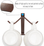 Cabinet Hook Mug Holder - Hanging Coffee Cup Rack for Kitchen, Under Cabinets Metal Hangers Organizer Shelf Storage Utensil (Brown)