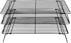 Restaurantware Met Lux 15.7 x 9.8 x 8.3 Inch Wire Baking Rack Set 1 Stackable Oven Wire Rack Set - 3-Tier Design Oven-Ready Up To 392F Black Iron Cooling Rack Set With Collapsible Feet