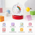 Visual Timer for Kids – 60min/12h Rainbow Magnetic Timer for Classroom, Rechargeable Silent Countdown Timer with Pomodoro Mode, ADHD Time Management Tool