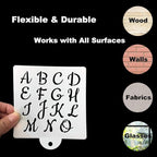 Alphabet Letter Stencils for Cookies Decorating - 16 Pack Letters Numbers Stencil Templates for Cakes Coffee Baking, Reusable Cursive Cookie Stencils for Wood Crafts Painting & Cake Coffee Airbrushing