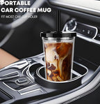 ALINK Reusable Iced Coffee Cup with Lid and Straw, 24 oz Boba Tea Smoothie Cup, Leak Proof Double Wall Insulated Iced Coffee Tumbler for Hot Cold Drinks, Bubble Tea, With 2 Boba Straws 1 Brush