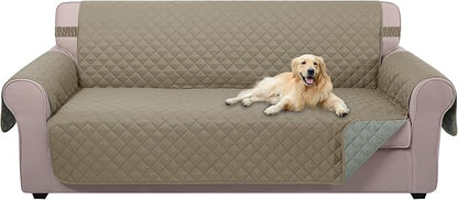 U-NICE HOME 4 Seater Sofa Cover 91''Large Couch Cover, Khaki/Light Grey | by U-NICEHOME