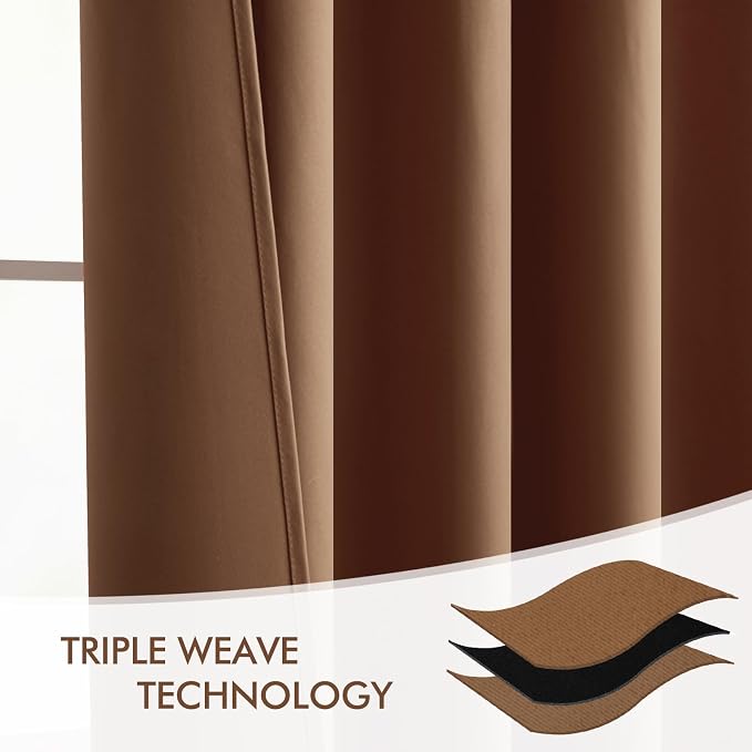 MIULEE Cappuccino Brown Back Tab Blackout Curtains 52x120 Inch 2 Panels Set | - Image 7