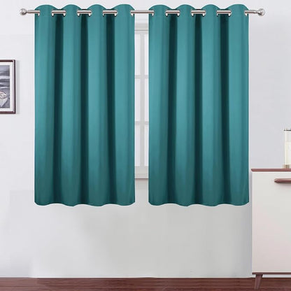 Blackout Curtains 66 x 54 Inch Long Sea Teal Curtains Set of 2 Panels Room by Lemomo