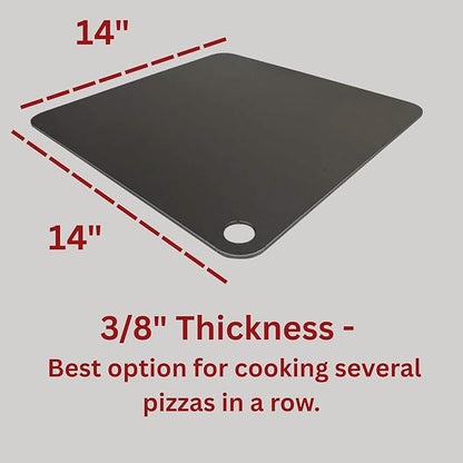 ThermiChef 14" by 14" Pizza Steel (3/8" Deluxe Thickness) - Multipurpose Cooking Steel for Ovens & Grills - Made in the USA
