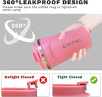 YINBAOGE Insulated Travel Coffee Mug Spill Proof Leak Proof Pobtable To Go Camping Stainless Steel Coffee Tumbler Reusable Coffee Cups with Lids Thermos for Hot and Cold Drink (2nd-Pink, 17 OZ)
