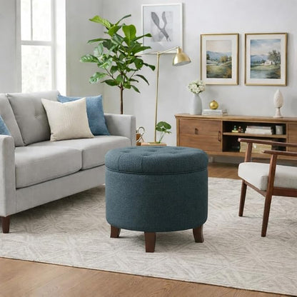 HomePop by Kinfine Fabric Upholstered Round Storage Ottoman - Image 2