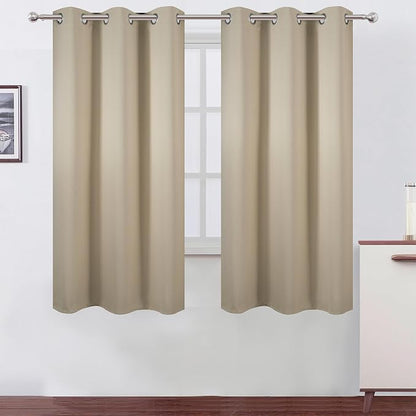 Blackout Curtains 40 x 63 inch/Beige Curtains Set of 2 Panels/Thermal Insulated by Lemomo