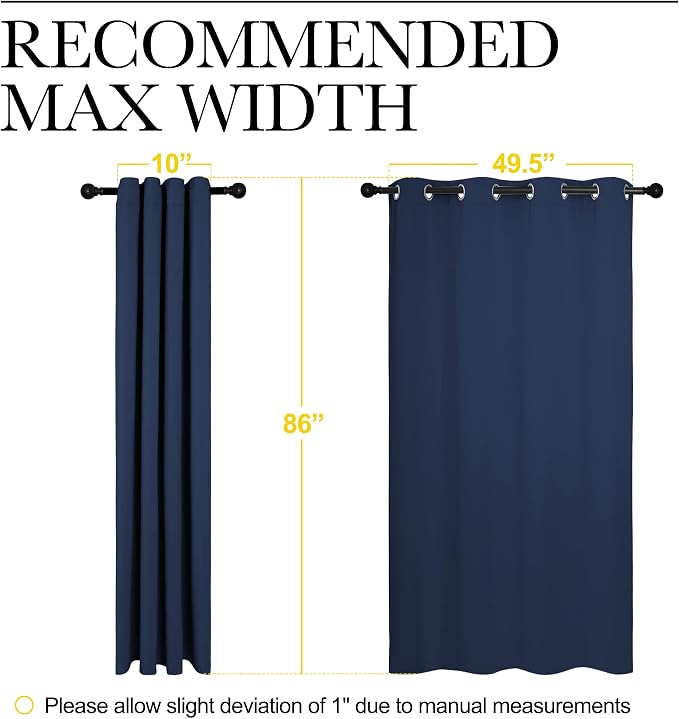 NICETOWN Navy Blackout Curtains 86" Long - Image 7