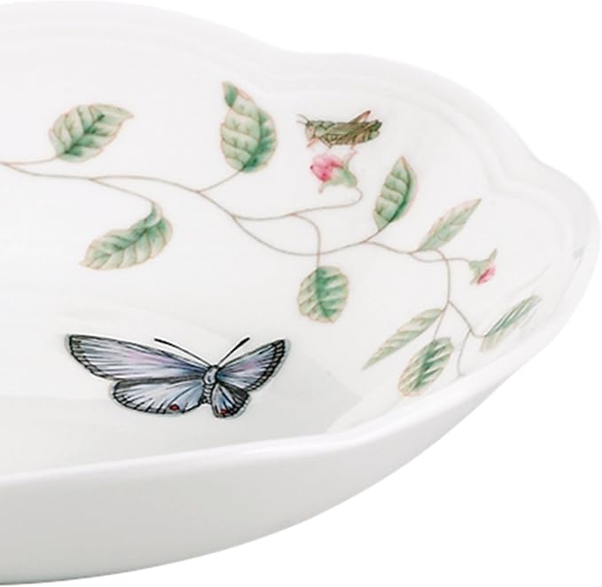 Lenox Pasta Bowl, 20oz Butterfly Meadow Pasta Bowl 1-Piece, Service For 1, Porcelain, White Serving Bowls, Wide, Shallow, Lenox Butterfly Meadow Collection, Dishwasher & Microwave Safe (White 1-Piece)