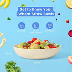 Homienly 65 oz Large Salad Bowls Wheat Straw Big Bowls 10 inch Serving Bowls Wheat Straw Plates Bowls Set of 6 Wide and Shallow Bowls for Kitchen Dishwasher Safe-Beige