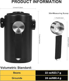 Coffee Canister, Airtight Stainless Steel Kitchen Food Storage Container With Spoon And Date Tracker, For Ground Coffee, Cereal, Bean, Tea,Sugar (black)