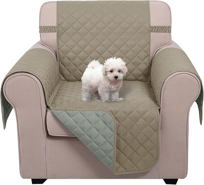U-NICE HOME Reversible Recliner Chair Covers, Khaki/Light Grey | 23''Armchair by U-NICEHOME