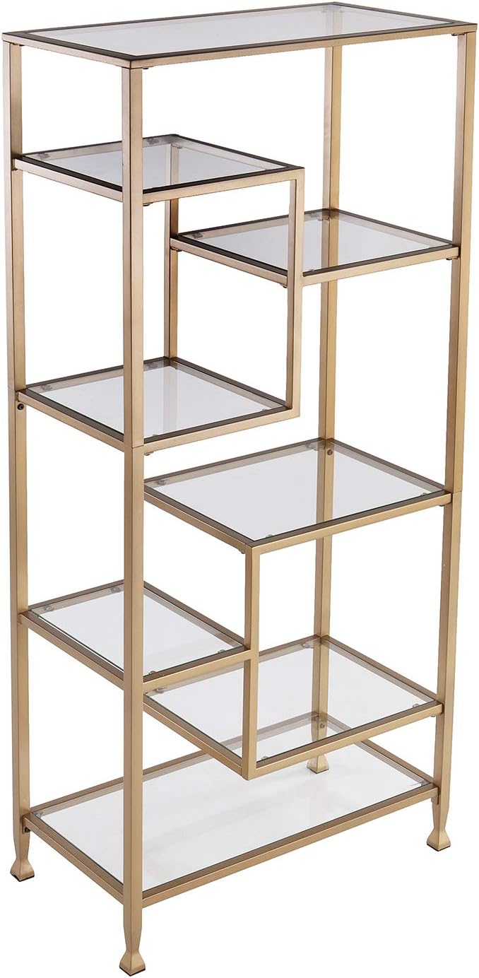 SEI Furniture Jaymes Metal/Glass Asymmetrical Étagère/Bookcase - Image 8
