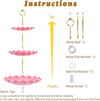 3 Tier Cupcake Stand Holder, BACUTHY Plastic Cup Cake Stand Tower with Tiered Serving Tray for Cupcakes, Donuts, Fruits and More, Pink